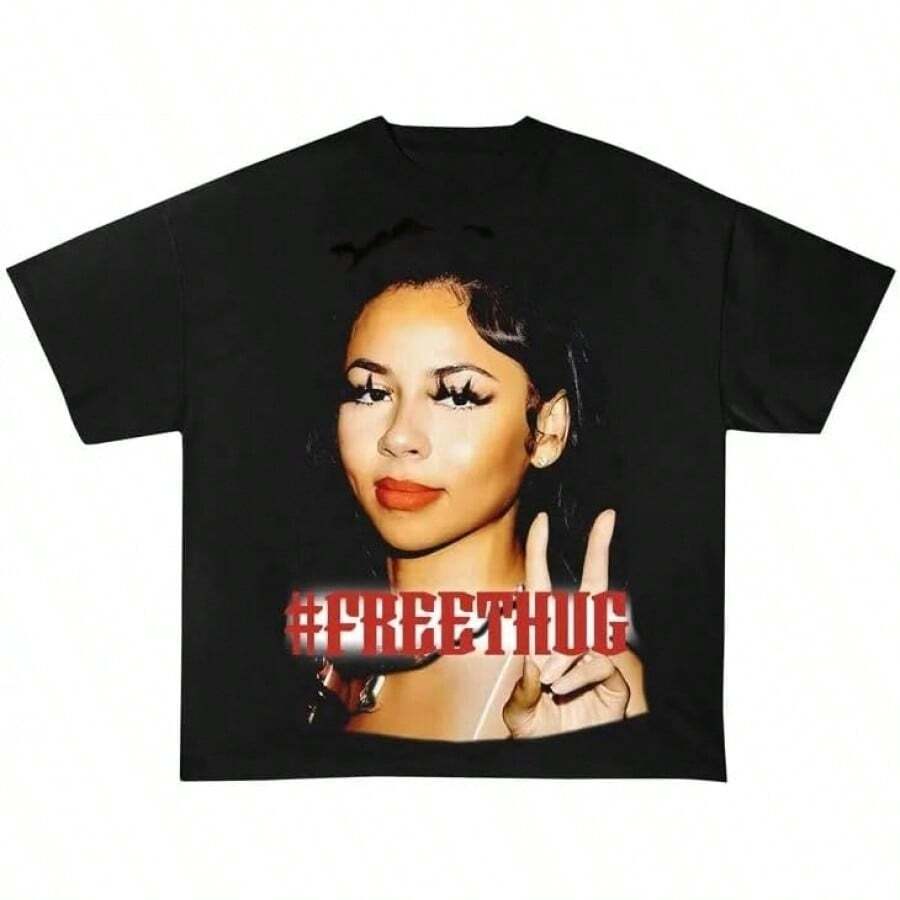 Free Young Slatt Face Inspired T-Shirt,Summer T Shirts,Tops For Women. - Black - View 1