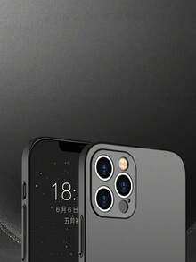 1pc New Ultra Slim Matte Phone Case, Full Lens Coverage Shockproof Anti-Drop Protective Back Cover Compatible With IPhone 17 16 15 14 13 12 11 Pro Max - Black - View 3