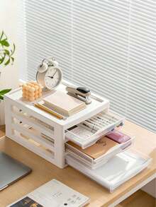 3-Tier Drawer Cosmetic Storage Box, Home Desktop Nail Art Jewelry Transparent File Organizer, Multi-Layer Storage Cabinet For Students - View 1