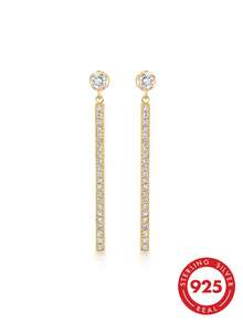 Bông tai mặt dây chuyền tua rua đính đá Zirconia mạ vàng 18K bạc Sterling 925 sang trọng thời thượng lấp lánh thanh lịch, phù hợp đeo hàng ngày - Bông tai tua rua đính đá Zircon - Xem 1