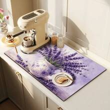 1pc Watercolor Lavender Bouquet Pattern Dish Drying Mat, Highly Absorbent Dish Drainer Pad, Multipurpose Use For Kitchen, Dining Table, Bar Counter, Home Decor, Gift - XYLSD-418 - View 4