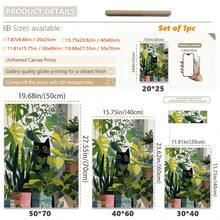 1 pieza Arte de pared en lienzo con gato negro escondido en plantas de la jungla, impresión bohemia tropical de Monstera y plantas de interior, decoración de pared verde minimalista única para amantes de los gatos, adecuada para sala de estar, dormitorio, oficina y apartamento, obra de arte de decoración del hogar única, también un gran regalo, decoración del hogar, decoración de la habitación, decoración del baño, decoración de la sala de estar, decoración del dormitorio, decoración de la cocina, decoración de la oficina, póster de apartamento - A - Ver 3