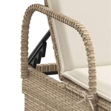 Lettino prendisole  con ruote e cuscino, in rattan sintetico, beige - A - Visualizzare 8
