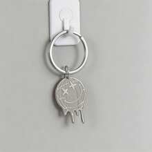 1pc Stainless Steel Creative Earth Melting Design Keychain Key Ring, Unisex Key Ring Bag Charm Key Pendant, Suitable For Gift - Silver - View 5
