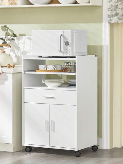 SoBuy FSB09-SCH, Mobile Kitchen Cabinet Microwave Oven Cabinet Kitchen Storage Trolley Kitchen Dining Room Storage Cabinet On Wheels, Black