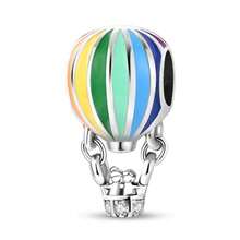 1pc S925 Sterling Silver Travel Theme Bead Charm, Original Design With Hot Air Balloon, Eiffel Tower And Cruise Ship; Enamel Pendant With Diamond Accents; Suitable For Bracelets And Necklaces; A Globe-Themed Handmade Souvenir Accessory; Capture Travel Memories; Perfect For DIY Projects And Daily Wear - Multicolor - View 16