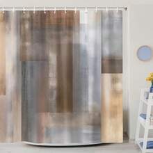 Abstract Brown Grey Shower Curtain Vintage Rustic Farmhouse Simple Blocks Modern Minimalist Shower Curtain Set Aesthetic Bath Masculine Cloth Bathroom Accessories Decor With Hooks 72X72 Inch Tan - 棕色 - 查看 5
