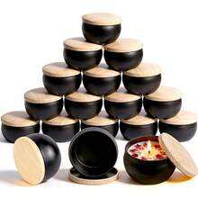 HIZTGHC 12pcs Matte Black Empty Cans With Faux Wood Lids, 2.5oz Premium Metal Cans, Suitable For Handmade Candles, Nordic Style Decorative Cans, Suitable For Making Gifts And Storage - 12 Matte Black Candle Jars - View 6