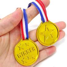 10pcs Gold Star Medal Trophy Set, Small Honor Awards For Kids, Party Favors - Multicolor - View 6