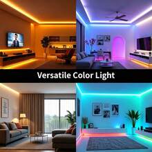 شريط إضاءة LED مع جهاز تحكم عن بعد ب- 24 مفتاح، شريط إضاءة LED متغير الألوان RGB، إضاءة خلفية للتلفزيون تعمل بالطاقة USB، إضاءة الخزانة والسطح والمكتب، إضاءة الغرفة والنوم والحفلات والإضاءة المحيطة الداخلية - متعدد الألوان - مشاهدة 5
