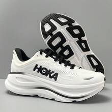 Hoka One One Bondi 9 道路跑鞋，透氣、輕量、緩震、防滑，適合四季穿著，白色，全天舒適 - 白黑色 - 查看 1