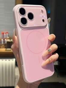 Luxury Liquid Silicone Candy Color Camera Protection + Matte Back Ultra-Thin Phone Case Compatible With IPhone 17 ProMax 17Pro 17 16 14 13 Pro Max Solid Color Soft Back Cover - Pink - View 2