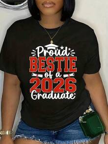 T-shirts för studentfirande 2026, tryckta med "Stolt bästa vän av en student 2026", kortärmad dam-t-shirt med rund hals, perfekt present till vänner och familj, storlek 2Y-10Y, S-XXXL, dam-t-shirts, herrkläder, t-shirts för tonårskillar, barnkläder för pojkar, perfekt present till skolans sista dag och Miljödagen, fars dag, matchande kläder för föräldrar och barn. - Svart - Visa 8
