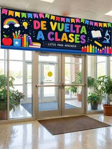 Welcome Back To School/Campus Polyester Banner, Colorful Classroom Wall Decor, Back To School Party Photo Backdrop; Decorative Wall Accessory Suitable For Classrooms, Residences, Event Venues And Photography Backgrounds. - Spain - View 15