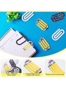 3pcs/Set Large Acrylic Paper Clips 4-Inch Bookmark Set For Students, Teachers, Graduation, Back To School, School Year, Office Stationery Gift (Pencils, Notebooks, Paper) - Back-to-school Season Paperclips - View 5