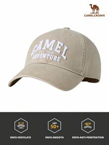 CAMEL CROWN 戶外棒球帽 防曬新款純色字母牛仔網球棒球帽 - 卡其色 - 查看 1