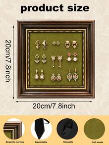 1pc European Vintage Solid Wood Square Jewelry Stand With Velvet Fabric, Suitable For Storing Rings, Earrings, Necklaces And Other Accessories, Also Can Be Used As A Vanity Decor And Jewelry Storage Tray - Multicolor - View 15