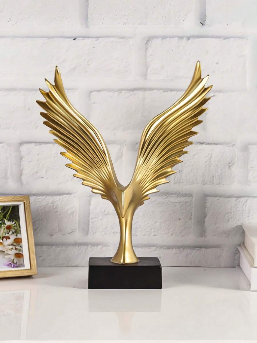 1件裝豪華金色鳥翼雕塑,現代樹脂桌面裝飾品,適用於客廳電視櫃辦公室,優雅北歐風家居飾品禮物 - 多款 - 查看 1