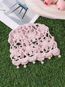 1 chiếc mũ chống nắng phong cách Bohemian đan len họa tiết hoa rỗng đính ngọc trai giả và tua rua - Nhiều màu - Xem 16