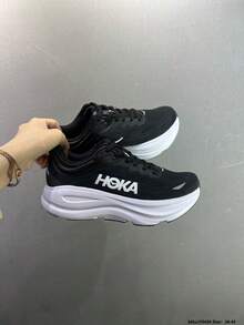 Hoka One One Bondi 9 Road Running Shoes, Breathable, Lightweight, Cushioned, Non-Slip, Suitable For All Seasons, Black & White, Men & Women - Black and White - View 5