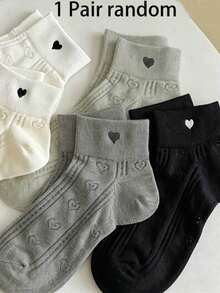 3/6 Pairs Women Mixed Color Heart Pattern Mesh Breathable Short Ankle Socks - Multicolor - View 11