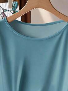 Conjunto de 2 piezas de blusa con lazo y pantalón de pierna recta, conjunto de 2 piezas con estampado floral, conjunto modesto de 2 piezas, conjunto casual de pantalón y parte superior con estampado floral, conjunto de blusas y tops para vacaciones para mujer - Agua verde azul - Ver 3