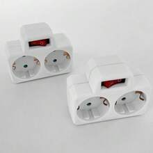 1/2pcs European Standard To German Standard Plug Adapter With Power Switch Socket, 2-Pin 4.8mm EU-DE Travel Adapter, 16A 250V 3500W Extended Wall Socket, White, Suitable For Home, Travel And Office - 歐規F型插(220-240V) - 查看 3