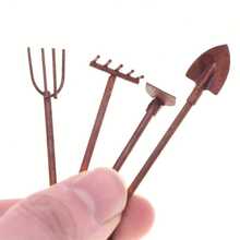 Mini Rusty Wrought Iron Gardening Tool Ornaments, Dollhouse Micro Landscape Garden Decor, Miniature Home Scene Accessories, Ideal Collectible Gift For Hobby Enthusiasts - A - View 6