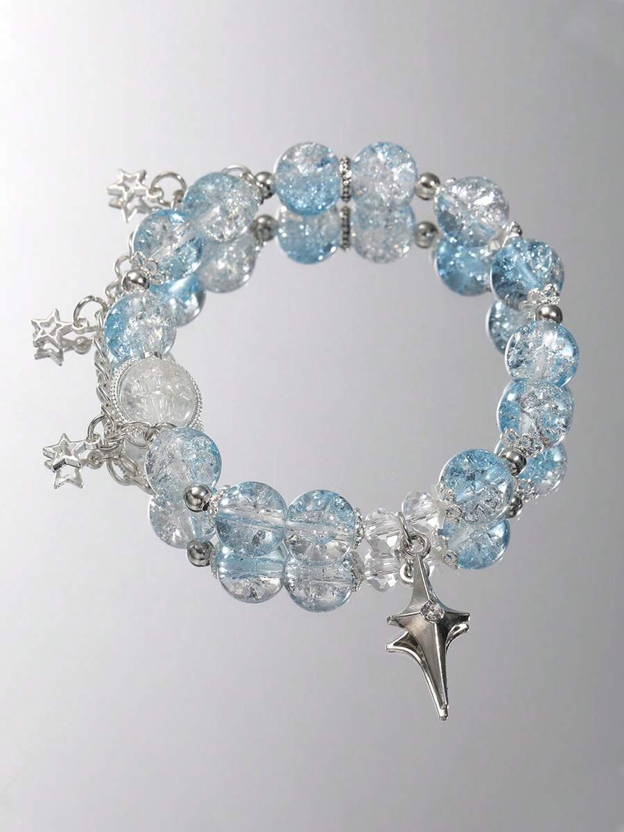 1pc Fashion Star Tassel Gradient Bead Bracelet For Girls Daily Wear - Multicolor - View 1