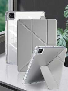 1pc Transparent Acrylic Y-Fold Gray High Transparency Anti-Bend Anti-Scratch Acrylic, Built-In Pen Slot, Multi-Fold Stand, Full Protection, Magnetic Sleep/Wake, Minimalist/Casual, Compatible With Ipad Mini6/Mini7/9.7/10.2/10.5/Air4/Air5/10th/10.9/Pro11/Air11(M2)/Air13(M2)/Pro11(M4)/Pro13(M4)2024 12.9inch/ Air 13(M3 2025)/ Air 11-Inch (M3) 2025/ (A16) 11 Inch 11th Generation/Air 8(M4)2026(11-Inch)/ Air 8(M4)2026(13-Inch) - 灰色 - 查看 40