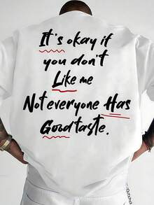 Men's White Confident Quote T-Shirt, Crew Neck Short Sleeve Casual Top, Lightweight Cotton Fabric, Bold "Not Everyone Has Good Taste" Print - White - View 15
