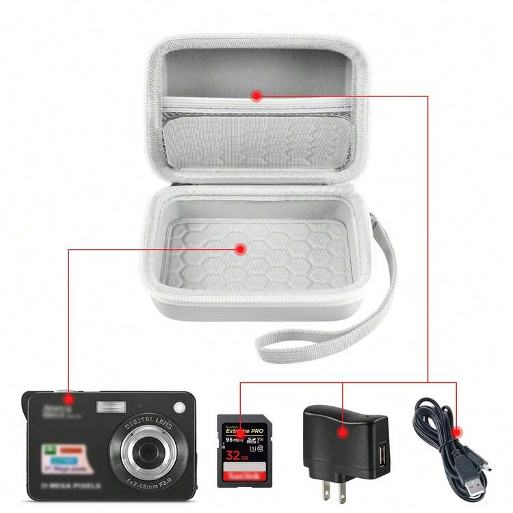 Digital Camera Case Compatible With For CAMKORY/For Pixpro/For VAHOIALD/For DSCW800 830/ For PowerShot 180 190 - Box Only (No Camera) - White - View 3