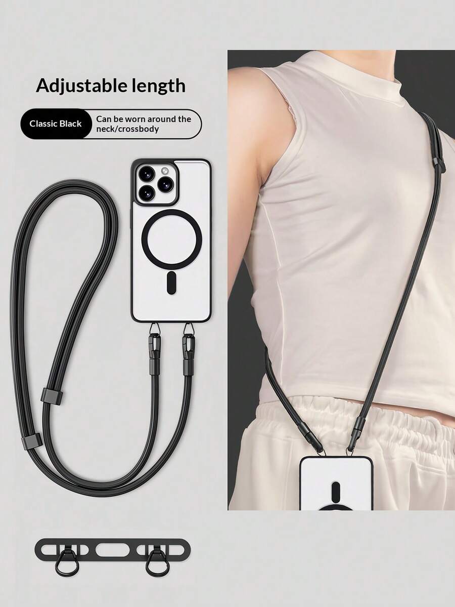 Adjustable Phone Lanyard, Anti-Lost Anti-Drop Long Strap, Multifunctional Phone Accessory, 7mm Thick Braided Cord, Fashionable High-End Hanging Decoration, Suitable For Outdoor Travel, Hiking, Shopping, Anti-Theft, Key Chain, Gift For Family And Friends - Multicolor - Double Ear Clips - View 1