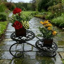 Multi-Layer Metal Plant Stand In 1/2/3/4/5/6/7 Tiers And Vintage Bicycle Style. Rustproof Coating, Stable Anti-Tilt Base And Ample Storage. Foldable Space-Saving Shelf For Indoor & Outdoor Decor Of Balcony, Living Room And Garden. - 2層花架 - 查看 11