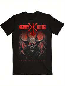 1PC New Y2K Vintage Streetwear Graphic Tee Men'S Slayer Kerry King Grids "Rising From Hell" Black T-Shirt- Comfortable Cotton, Machine Washable, Suitable For All Seasons, Band Merchandise |   Bold Graphic T-Shirt |   Elegant Style - 黑色的 - 查看 1