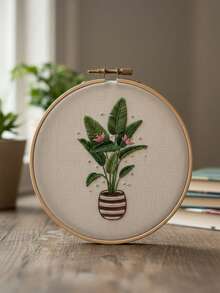4片裝碎花刺繡定型貼 - 初學者適用水溶性自黏貼紙，適用手工縫製手工藝 - A - 查看 4