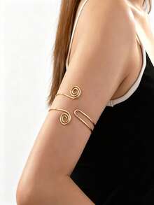 1pc New Punk Style Metal Spiral Bracelet Arm Band - Gold - View 6