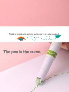 6pcs Wave & Curve Design Journal Marker Pens, Suitable For Journal And Drawing Back To School - Sets - View 2