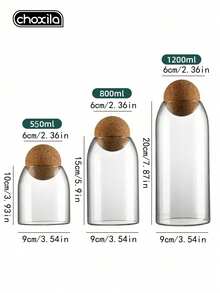choxila 1pc Glass Coffee Storage Jar, Tea Leaf Storage Jar With Airtight Cork Lid, Glass Jar For Coffee Beans, Dried Fruits - View 7
