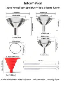 3/5pcs Set, 3 Sizes Small Funnel, Stainless Steel Mini Metal Food Funnel With Liquid, Oil And Powder Transfer Function, Suitable For Kitchen Bottle Filling, Gold - 3pcs/Set - Grey - View 11