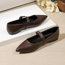 2026 New Mary Jane Shoes For Women, French Style Gorgeous Non-Fatiguing Soft Bottom Versatile Pointed Toe Flat Slip-On Shoes - Brown - View 2