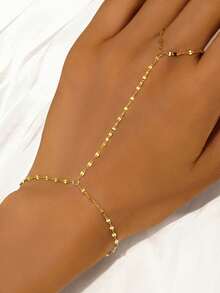 1pc S925 Sterling Silver Minimalist Shimmering Tassel Finger Chain Bracelet For Women, Elegant & Fashionable, Travel Vacation Vibe, Layering Bracelet, Niche Tassel Design, & Versatile - Chain - View 13
