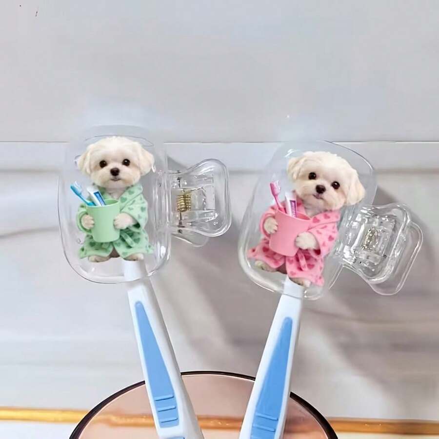 3/2/1個裝可愛小貓穿綠色套頭衛衣拿愛心圖案便攜式牙刷蓋,收納盒,牙刷保護帽架,居家、商務出差、日常使用與戶外旅行必備浴室配件,便攜式牙刷收納盒,日常牙刷維護,便攜式牙刷保護蓋,動物主題收納盒,裝飾性牙刷蓋,緊湊收納方案 - 彩色 - 查看 1