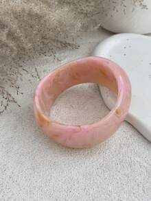 1pc/3pcs Exaggerated Elegant Fashion Pink Acrylic Resin Bangle Set, Minimalist Exquisite Asymmetrical Bangle, Can Be Worn Individually Or Layered, Suitable For Women's Daily Wear, Party, Vacation, Holiday Gift Jewelry Set. (The Texture, Color And Shape Of The Bangle Are Not Fixed And Are Subject To The Actual Product) - Pink - View 10