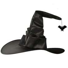 Black Tassel Witch Hat, Halloween Spider & Bat Decorated Wizard Hat, Wrinkled Horror Party Costume Accessory - Hat - View 8