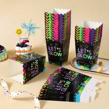 10/20/50pcs Graffiti Happy Birthday Printed Paper Popcorn Boxes, Fries Boxes, Popcorn Cups, Popcorn Buckets, Balloons, Suitable For Birthday, Festival, Party Decoration And Snack Boxes, Applicable For Lunch Box, Bakery, Burger Shop Use - Multicolor - View 1