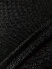 Women's Fashion Solid Color Drawstring Shorts, Casual Elastic Waist Slant Pocket Shorts, Folded Design Sports - Black - View 5