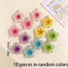 10/20個彩色樹脂鏤空五瓣花吊墜飾品，DIY珠寶製作配件，胸針、耳環、項鍊、手鍊、鑰匙圈、錢包裝飾、手機吊飾，隨機顏色 - 款式C - 查看 13