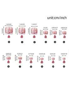 120 pièces Autocollants pour ongles d'orteils style français - Motif papillon rose nude, 12 tailles carrées courtes à couverture complète, faux ongles d'orteils réutilisables pour l'art des ongles de pied d'été pour femmes - Multicolore - Voir 7