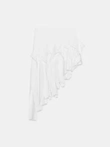 Buzzelle Asymmetrical Draping Ruffle Hem Slit Skirt, Versatile Commuter Design, Street Style Inspired White - White - View 8